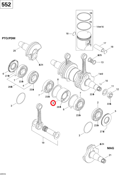 Лабиринт коленвала BRP Ski-doo 420850149 Rotax 550